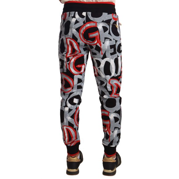 Dolce & Gabbana Black Joggers Cotton Graffiti Print Pants - Picture 3 of 4